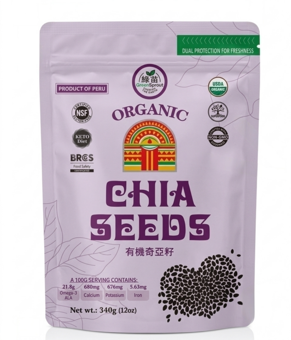 Organic Chia Seeds 340g | Superfood | Omega-3 ALA | Plant Protein | Amino Acids